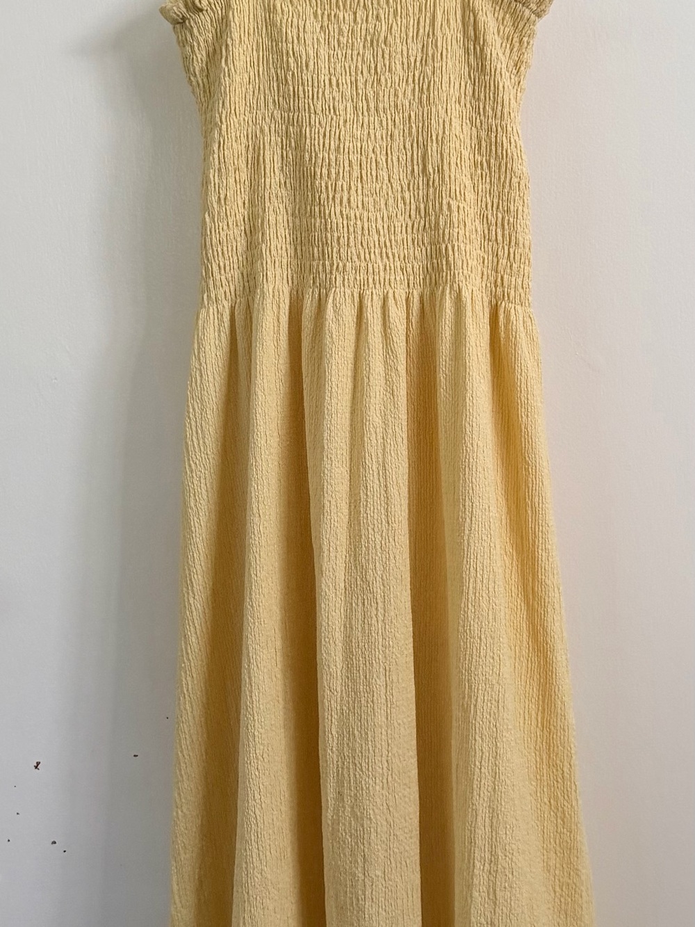 H&M Pale Yellow Smocked Bodice Maxi Dress